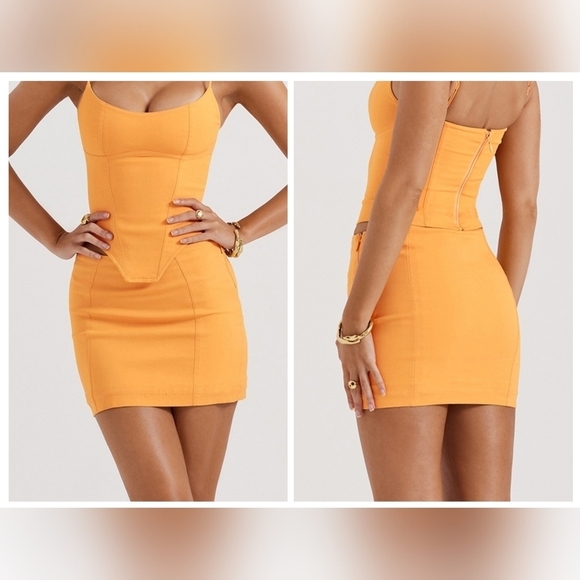 NWT House of CB Nisha Tangerine Sculpting Mini Skirt Size XL / L+ - Picture 3 of 12